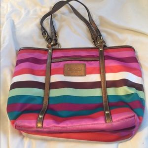 Coach Purse multi color stripe